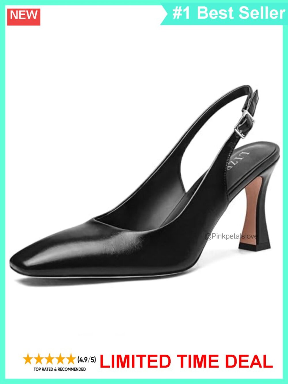 Square Toe Slingback Kitten Heels Dress Pumps Adjustable Buckle Office